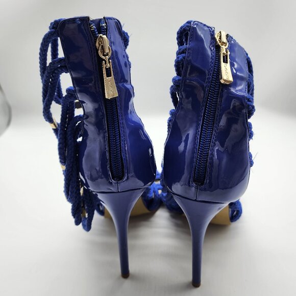 Bebe Cadee Heels Women's Size 9 Blue Zip Rope Straps - Picture 3 of 7